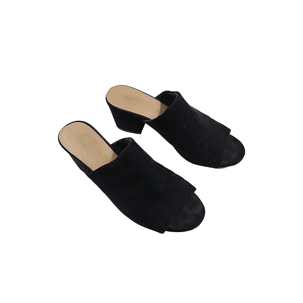 Christian Siriano Payless Womens Black Block Heel Peep Toe Slide Size 6